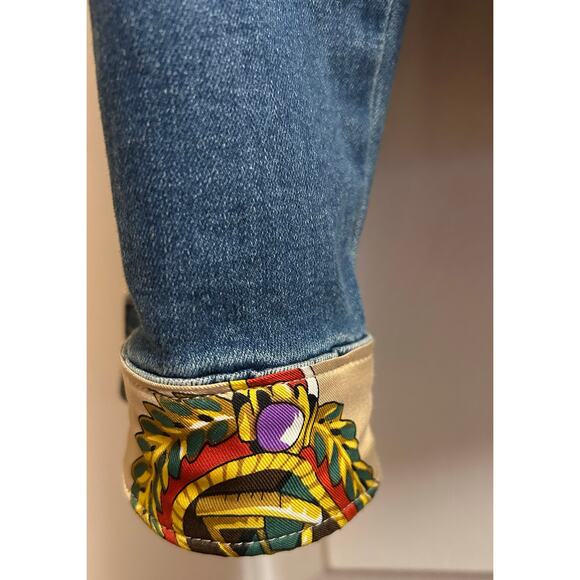 Biba Stunning Distressed Denim Jacket with Gold Crest Patches, Size S - Picture 3 of 10